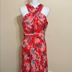 WHBM Coral Halter Maxi Dress